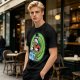 Olive T-Shirt Featuring Scrooge McDuck with Money Bags and Coins