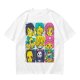 Olive T-shirt with One Piece x Simpsons Style Character Grid Print