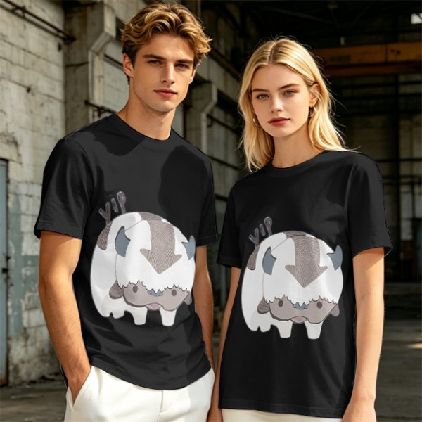 Olive green t-shirt with cute Appa the sky bison print