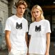 Olive Green T-Shirt With Black Cat Head Graphic Print