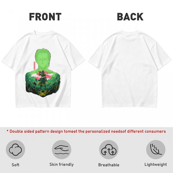 Olive Anime T-Shirt With Samurai Warrior Silhouette Art
