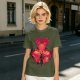 Olive Anime Graphic T-Shirt With Spiky Red Haired Character Art