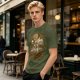 Olive T-Shirt with Fantasy Character Group Graphic Print