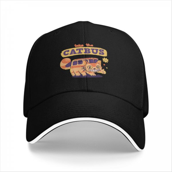 Take the Catbus Graphic Black Baseball Cap