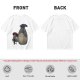 Olive T-shirt with Totoro and masked figure under umbrellas print