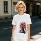 Olive T-Shirt with Black Cat and Red Moon Gothic Art Print