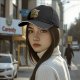 Black Baseball Cap With Grilled Smiling Burger Graphic