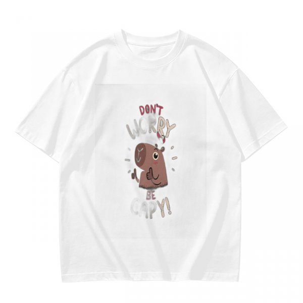 Olive Green T-Shirt With Don't Worry Cute Capybara Graphic