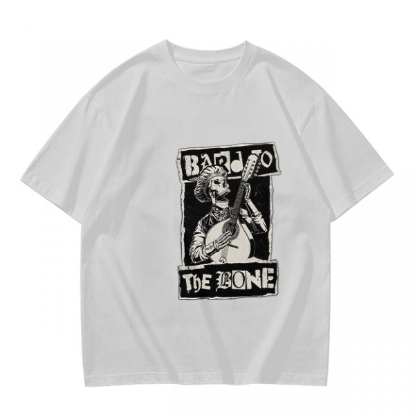 Olive T-Shirt With Skeleton Banjo Player Graphic