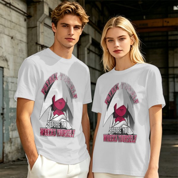 Phyrexian Figure T-Shirt With 'Phyrex Yourself Before You Wreck Yourself' Print