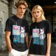 Olive T-Shirt With Cute Artist Cat Art Because Murder Is Wrong Print