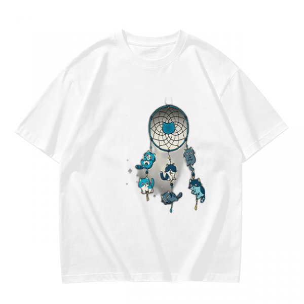 Olive T-Shirt With Dreamcatcher And Cute Cat Kittens Print