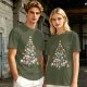 Olive T-Shirt With Cute Cat Christmas Tree Holiday Print