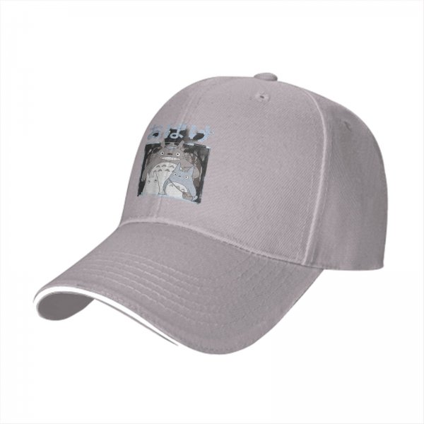 Black baseball cap with Totoro forest spirit graphic and Japanese text