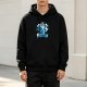 Black hoodie with cute blue diamond graphic that says this design is brilliant