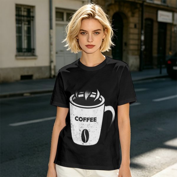 Olive Green T-Shirt With Coffee Mug Graphic Print