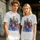 Olive T-shirt with Villainous Cartoon Character Group Print