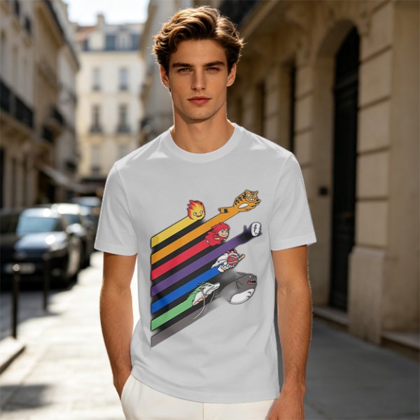 Studio Ghibli Characters Rainbow Stripe Graphic T-Shirt