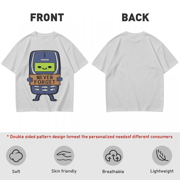Olive T-Shirt Featuring a Retro Mobile Phone Holding a Never Forget Sign
