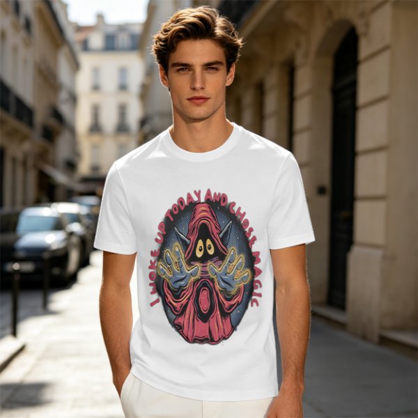 Olive T-Shirt With Wizard Artwork And 'I Woke Up Today And Chose Magic' Text