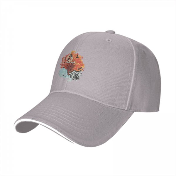 Black Baseball Cap With Elemental Fire And Water Art Print