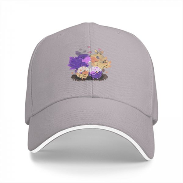 Black baseball cap with cute fantasy bird family illustration