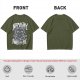 Olive green t-shirt with meditating cat and 'namastay away from me' print