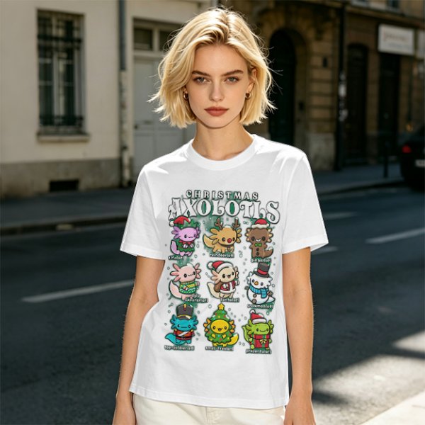 Christmas Axolotls Cute Holiday Graphic T-Shirt Design