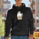 Black Hoodie With Cute Chicken In Pi Pot Graphic Print