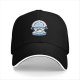 Black baseball cap with polar bear lifting barbell graphic