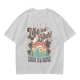 Olive graphic t-shirt with tropical sunset wave and palm tree print