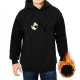 Black Hoodie With Cat Poking Globe Artwork Print