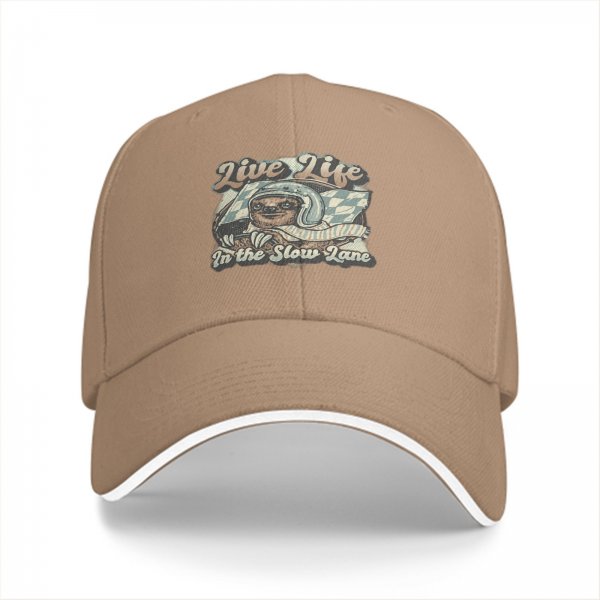 Live Life In The Slow Lane Sloth Graphic Baseball Cap