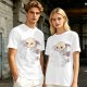 Olive T-shirt with Grumpy Axolotl Holding Coffee Print