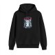 Black Hoodie With Cute Demon Cat Graphic Print