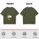 Olive T-shirt with Sleeping Totoro and Crossover Anime Characters Print