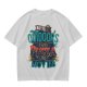 Olive Graphic T-Shirt With 'You Go Outdoors I Have Pizza And Movies' Print