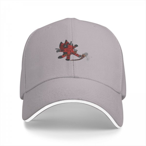 Black baseball cap with chibi Deadpool graphic design