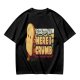 Olive graphic tee with playful bread character and 'Ready or Not Here I Crumb' text