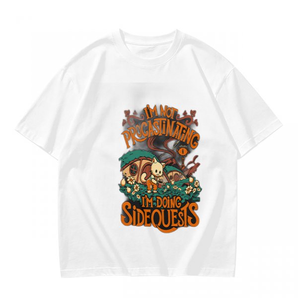I'm Not Procrastinating I'm Doing Side Quests Cat Graphic T-Shirt