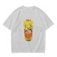 Olive green graphic t-shirt with dumpling pun and steamer illustration