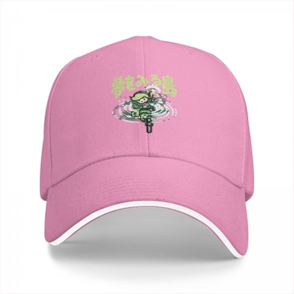 Black baseball cap with water-themed character graphic and Japanese text