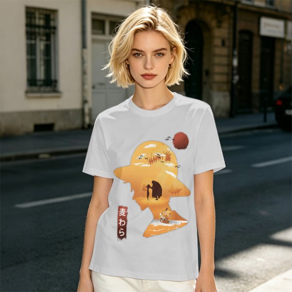 Anime Straw Hat Silhouette Graphic T-Shirt