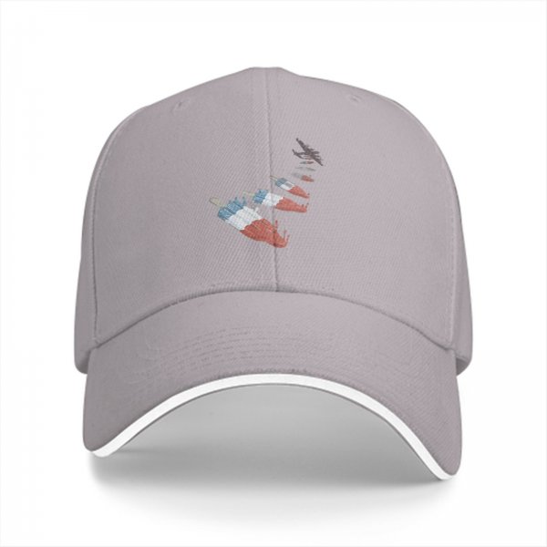 Black Baseball Cap With Falling Red White Blue Popsicle Art