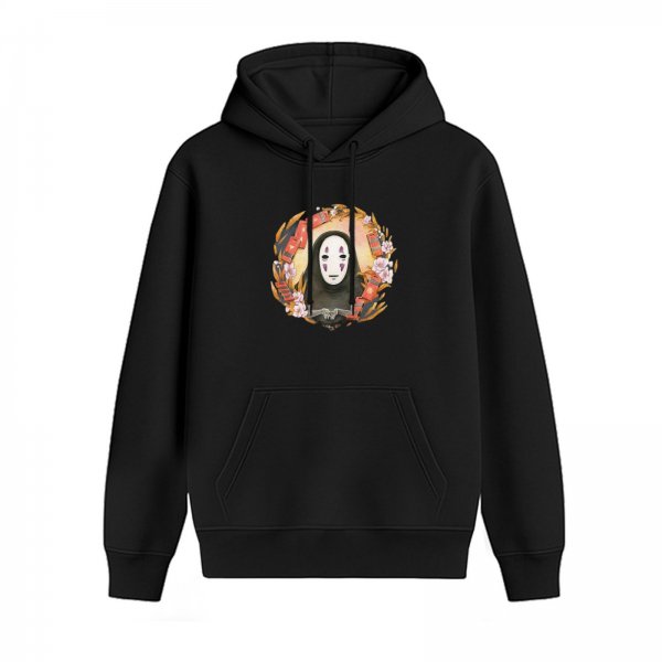 Black hoodie with No-Face from Spirited Away decorative print
