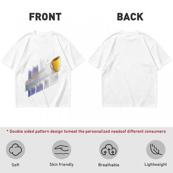 Olive Graphic T-Shirt With Coffee Mug And Rainbow Design