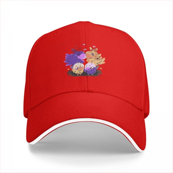 Black baseball cap with cute fantasy bird family illustration