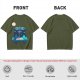 Olive T-Shirt With Geometric Dragonfly Mountain Night Scene Print