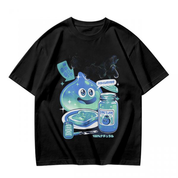 Olive green t-shirt with a slime jam graphic design