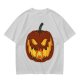 Olive Green T-Shirt With Scary Jack O' Lantern Pumpkin Print